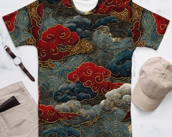 Men's Rising Phoenix T-Shirt: Japanese Art Cloud Tee, Bold Fashion
