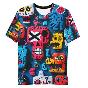 Graphic Shirt for Dad Father Day Gift, Abstract (AOP) T-Shirt for Student, Sporty Summer Short Sleeve Tee, Crew Neck Slim Fit Tee