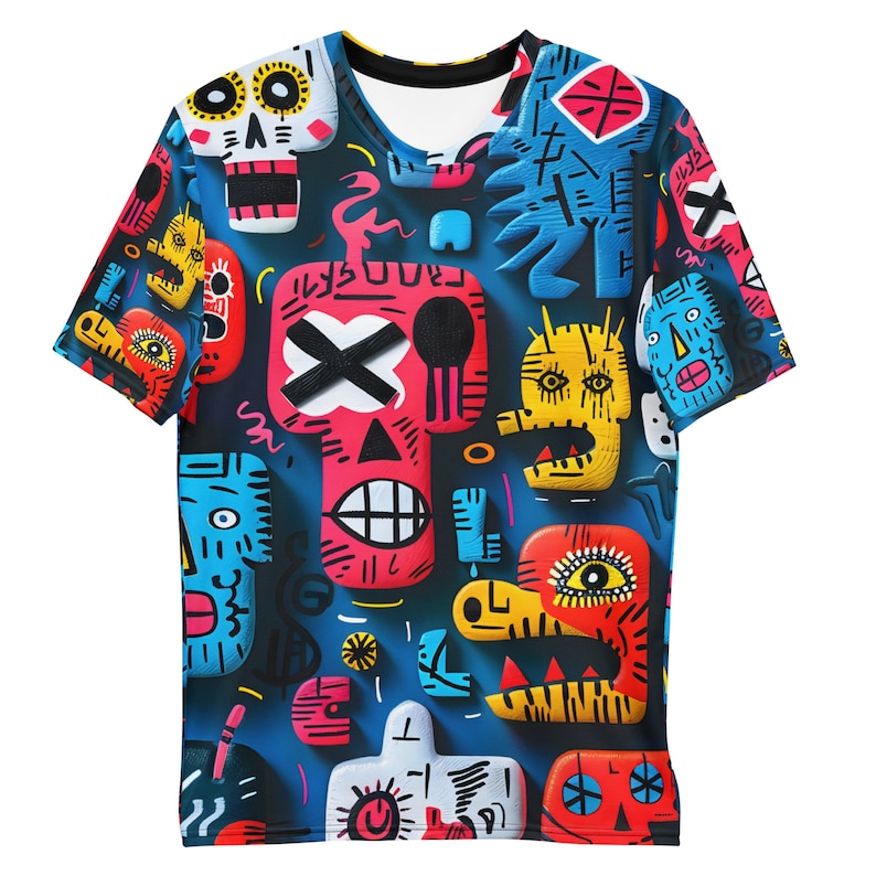 Graphic Shirt for Dad Father Day Gift, Abstract (AOP) T-Shirt for Student, Sporty Summer Short Sleeve Tee, Crew Neck Slim Fit Tee
