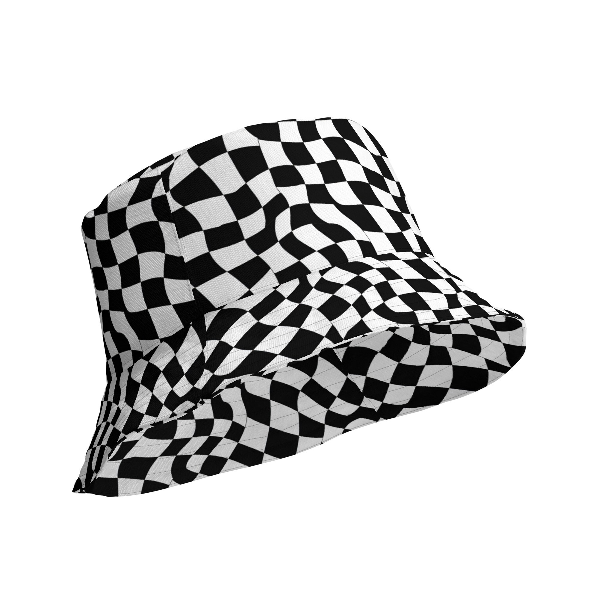 Checkered Reversible Bucket Hat: Black and White Fashion - Etsy