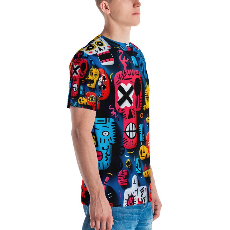 Graphic Shirt for Dad Father Day Gift, Abstract (AOP) T-Shirt for Student, Sporty Summer Short Sleeve Tee, Crew Neck Slim Fit Tee