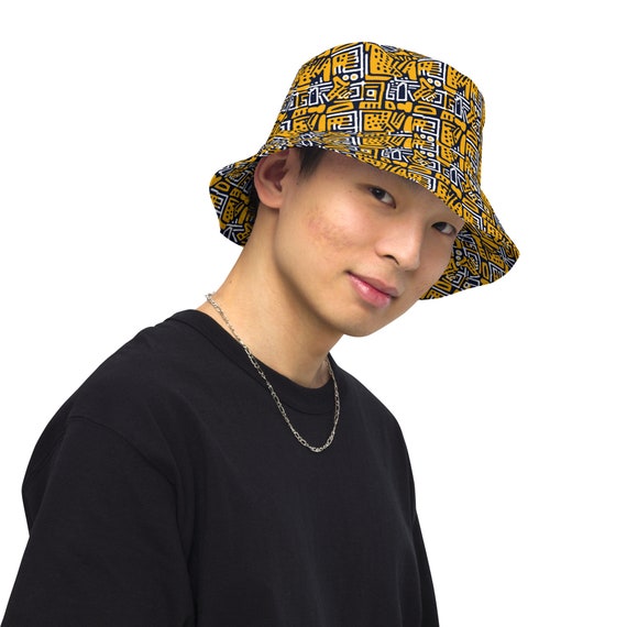 キャップ ^ ^ Unisex Black AOP Reversible Bucket Hat K51142 Graphic (AOP) Reversible Bucket Hat Stylish Gift for Friend
