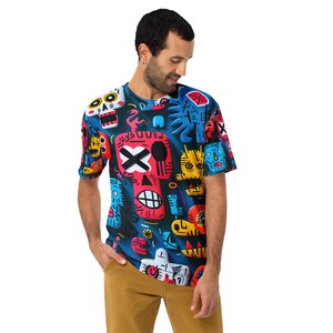 Graphic Shirt for Dad Father Day Gift, Abstract (AOP) T-Shirt for Student, Sporty Summer Short Sleeve Tee, Crew Neck Slim Fit Tee