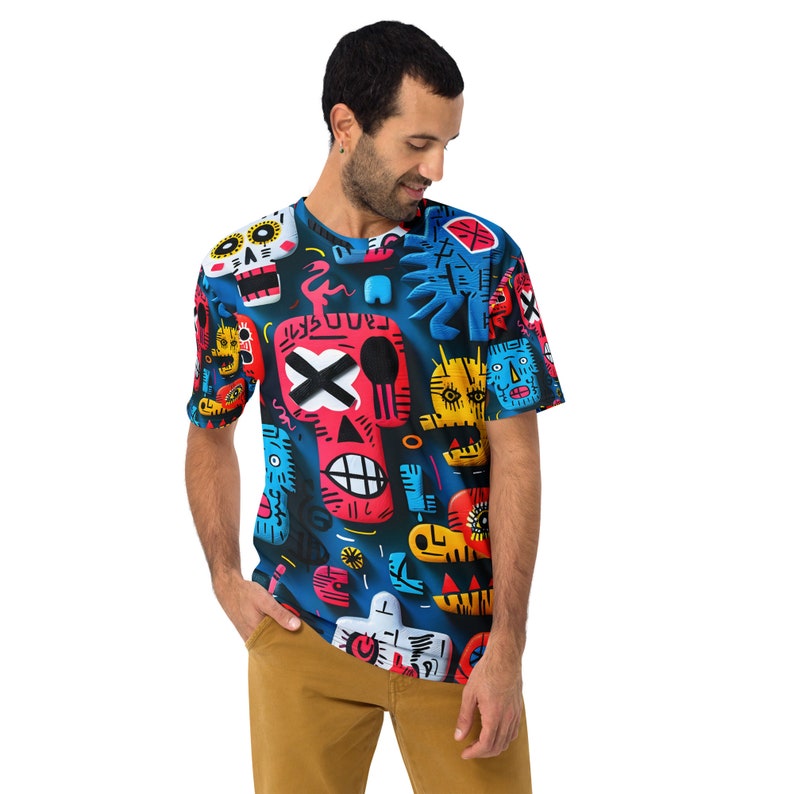 Graphic Shirt for Dad Father Day Gift, Abstract (AOP) T-Shirt for Student, Sporty Summer Short Sleeve Tee, Crew Neck Slim Fit Tee