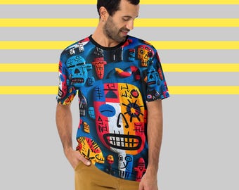 Camiseta con grafiti de calavera para hombre: camiseta urbana atrevida para festivales
