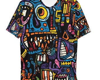 Men's Psychedelic Art T-Shirt: Abstract Graffiti Print Tee