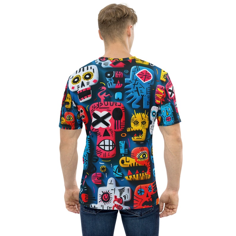 Graphic Shirt for Dad Father Day Gift, Abstract (AOP) T-Shirt for Student, Sporty Summer Short Sleeve Tee, Crew Neck Slim Fit Tee