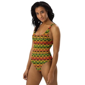Jamaican Vibe One-Piece Swimsuit: Vibrant Caribbean Style