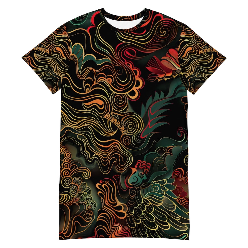 Women's Graphic T-Shirt Dress Bold All-Over Print for Trendy Style Gift Idea for Friend Stylish Lounge Bedroom Dress