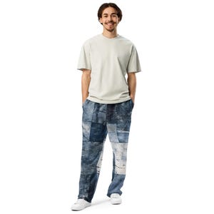 Denim Wash Wide-leg joggers Athletic Style Unisex Jogger Gift for Friend Sporty Streetwear Joggers Wide leg gift for Student Stylish Jogger