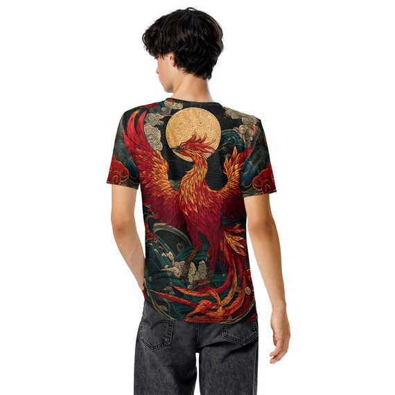Jeff Mills PHOENIX FUTURE 火の鳥 Tシャツ付　サイン入 Men's Rising Phoenix T-shirt: Japanese Art Cloud Tee, Bold Fashion