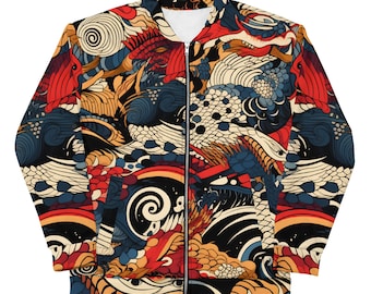 Japanese Art Unisex Bomber Jacket: Graphic All-Over Print
