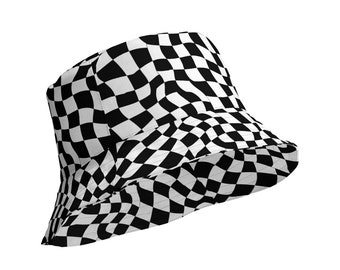 Checkered Reversible Bucket Hat: Black and White Fashion