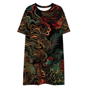 Women's Graphic T-Shirt Dress Bold All-Over Print for Trendy Style Gift Idea for Friend Stylish Lounge Bedroom Dress