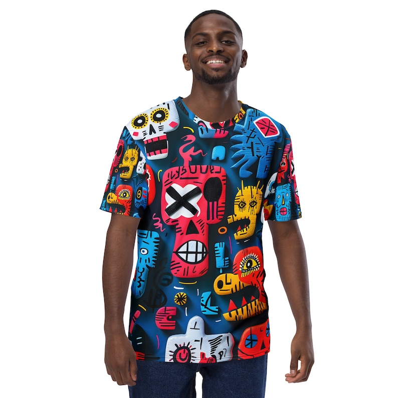 Graphic Shirt for Dad Father Day Gift, Abstract (AOP) T-Shirt for Student, Sporty Summer Short Sleeve Tee, Crew Neck Slim Fit Tee