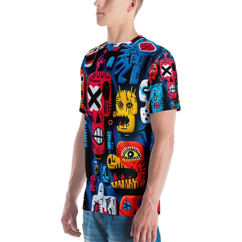 Graphic Shirt for Dad Father Day Gift, Abstract (AOP) T-Shirt for Student, Sporty Summer Short Sleeve Tee, Crew Neck Slim Fit Tee