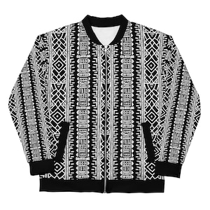 Graphic (AOP) Afrocentric Mud Cloth Unisex Bomber Jacket Gift for Dad Spring Bomber Jacket Timeless Style Gift for Student Spring Jacket