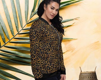 Chaqueta bomber con estampado de leopardo: ropa urbana de moda unisex