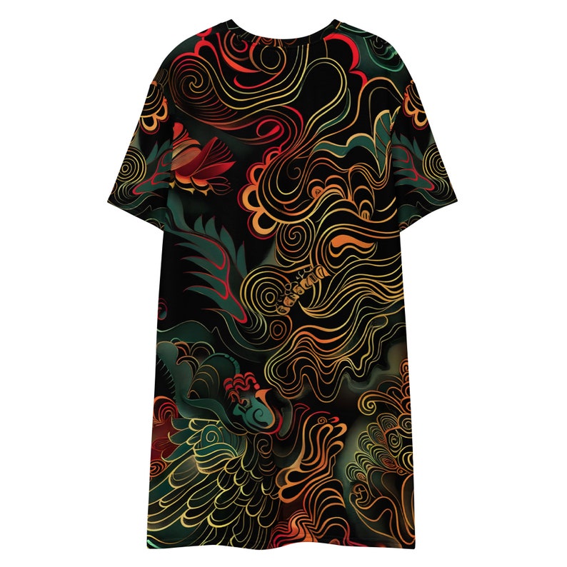 Women's Graphic T-Shirt Dress Bold All-Over Print for Trendy Style Gift Idea for Friend Stylish Lounge Bedroom Dress
