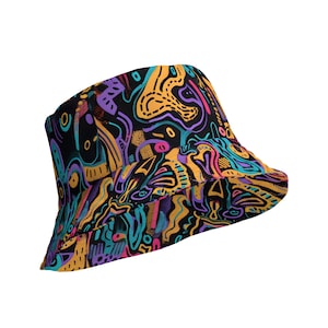Psychedelic Reversible Bucket Hat: Funky Hippie Headwear