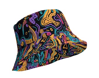 Reversible Bucket Hat: 70s Floral & Y2K Cherry Print - Etsy