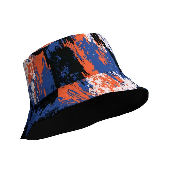 Graffiti Bucket Hat, Abstract Streetwear Cap, Reversible Festival Fashion