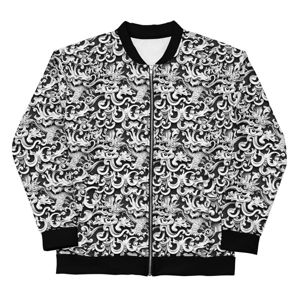 Graphic Avant-Garde (AOP) Unisex Bomber Jacket Stylish Gift for Dad Spring Jacket Sporty relax fit Jacket trendy eye-catching bomber jacket