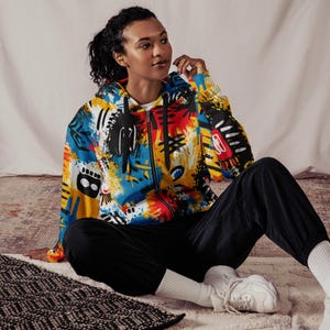 Unisex Recycled Zip Hoodie: Graphic Paint Splash Tie-Dye