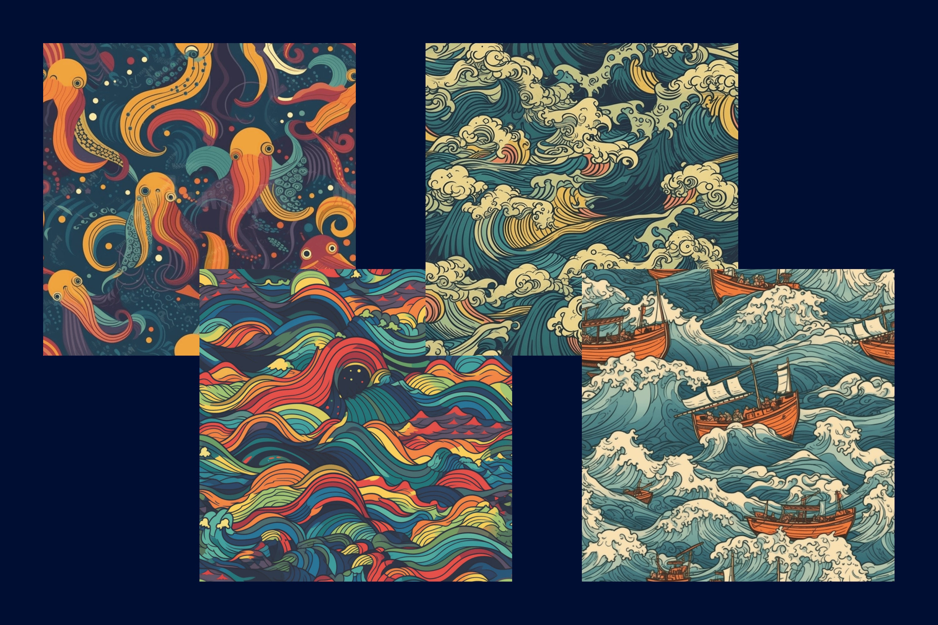 Choppy Waters Seamless Digital Patterns Set - Etsy