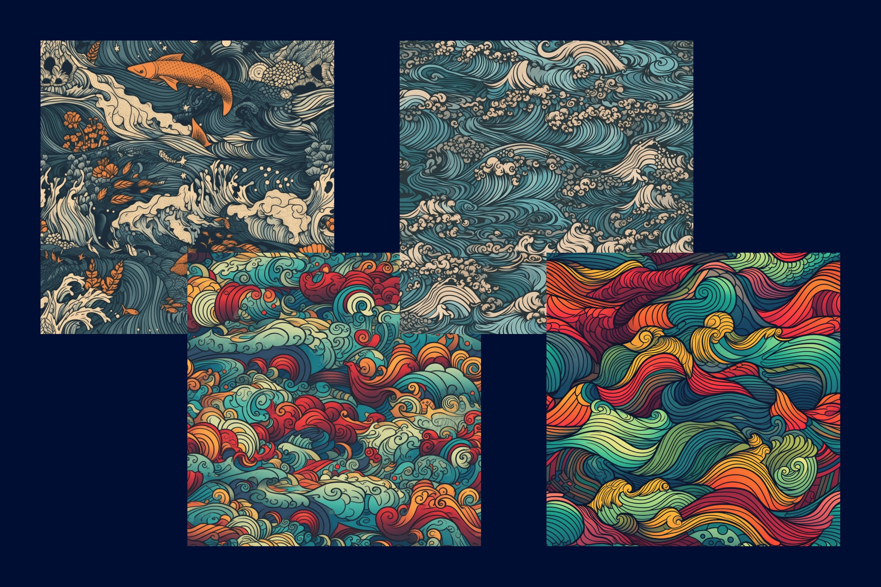 Choppy Waters Seamless Digital Patterns Set - Etsy