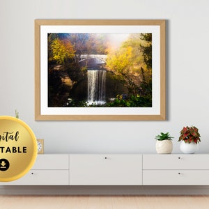 Minnesota Waterfall Photo Digital Download for Home or Office Printing - Waterfall photo wall decoration - Nature digital art foggy
