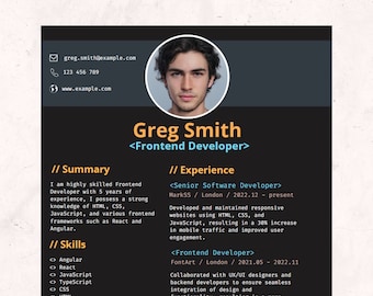 Printable Developer CV Template and Cover Letter