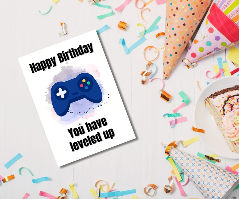 Printable Gamer Birthday Card Downloadable Gaming Birthday Etsy