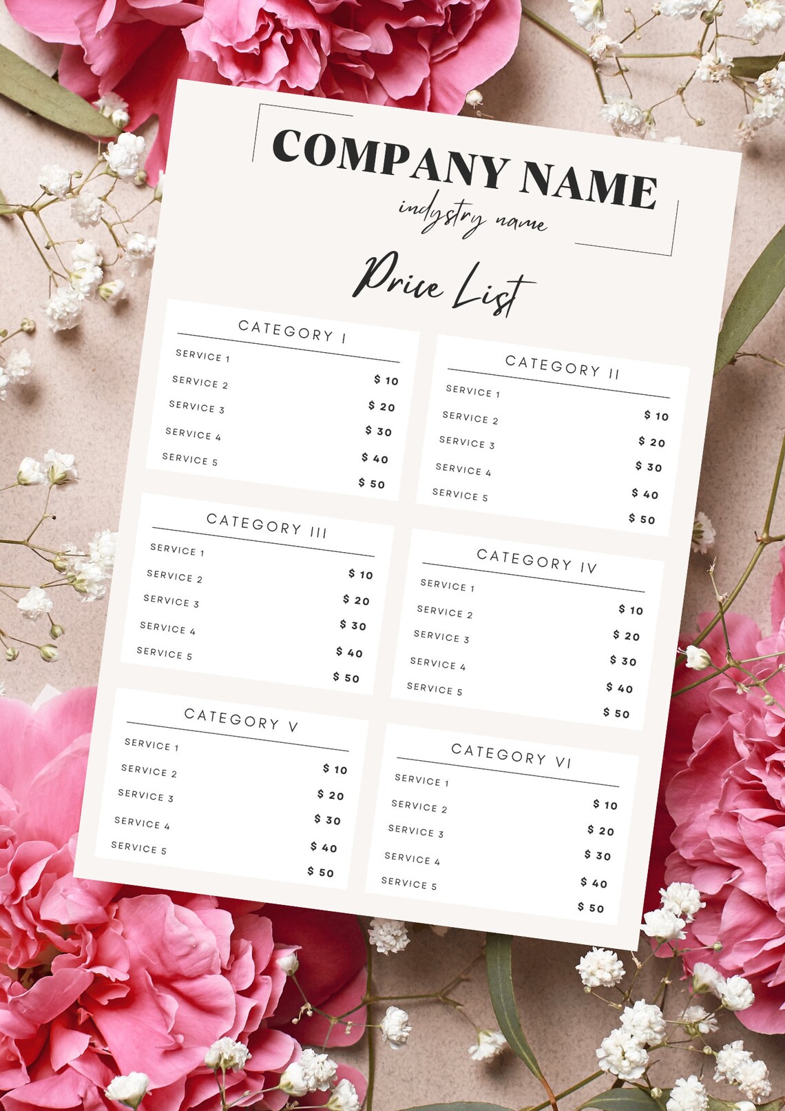 Canva Price List Template, Pricelist Template Etsy