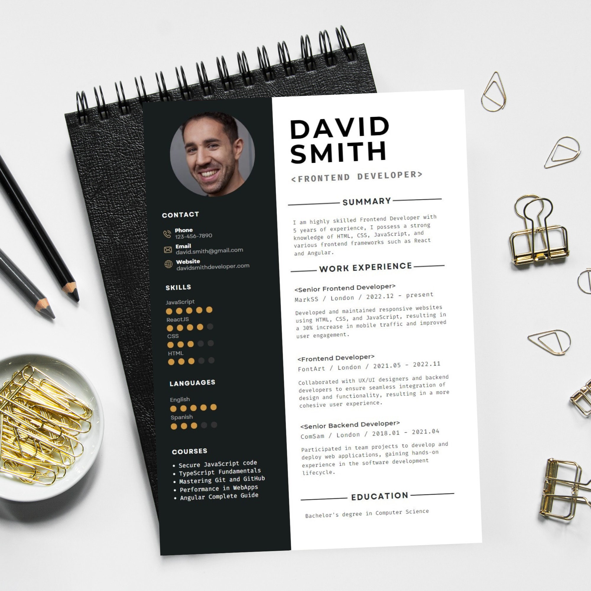 Printable Developer CV Template and Cover Letter - Etsy