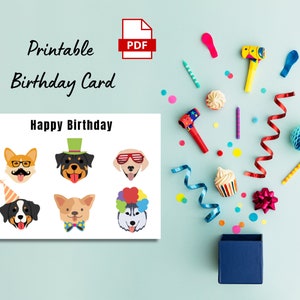 Printable Dog Birthday Card - Etsy