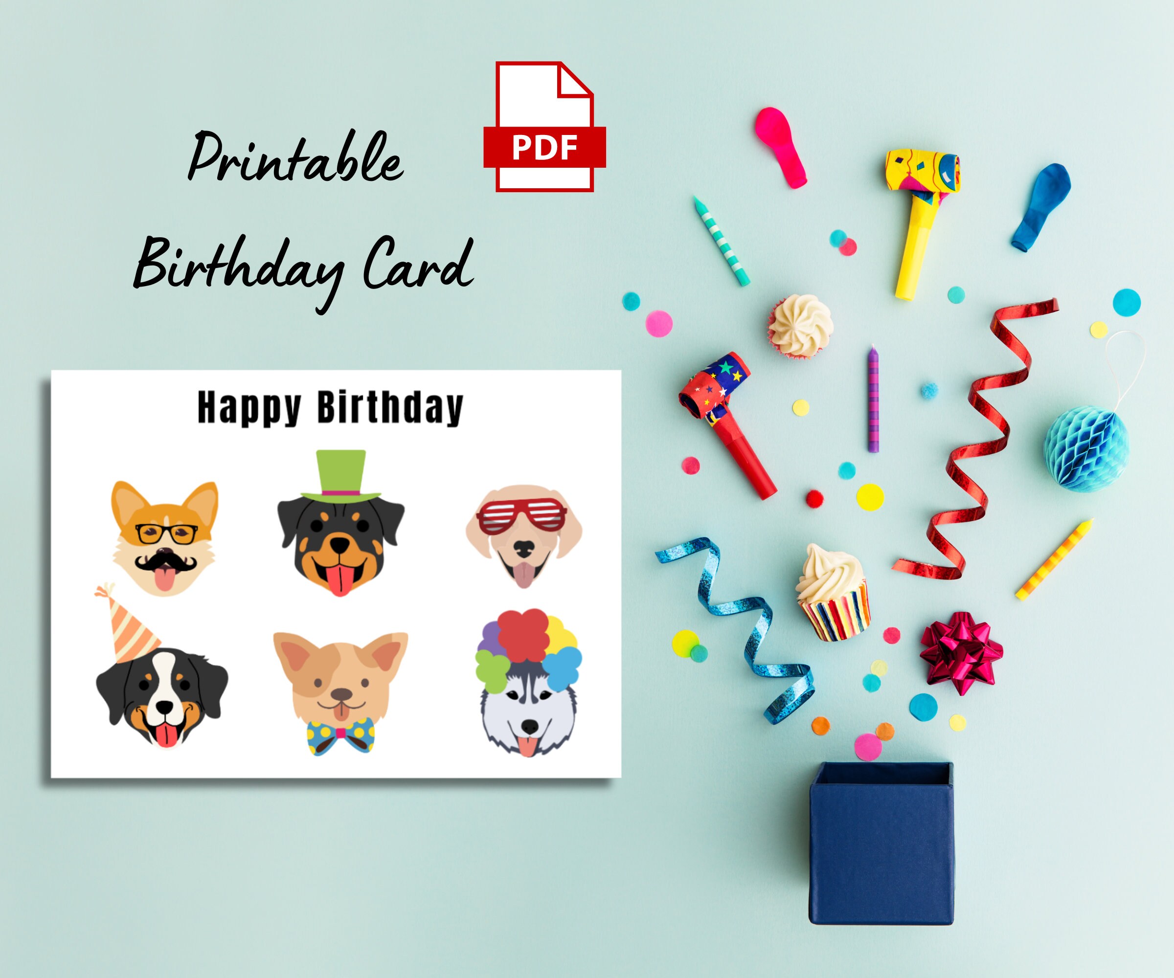 Printable Dog Birthday Card - Etsy