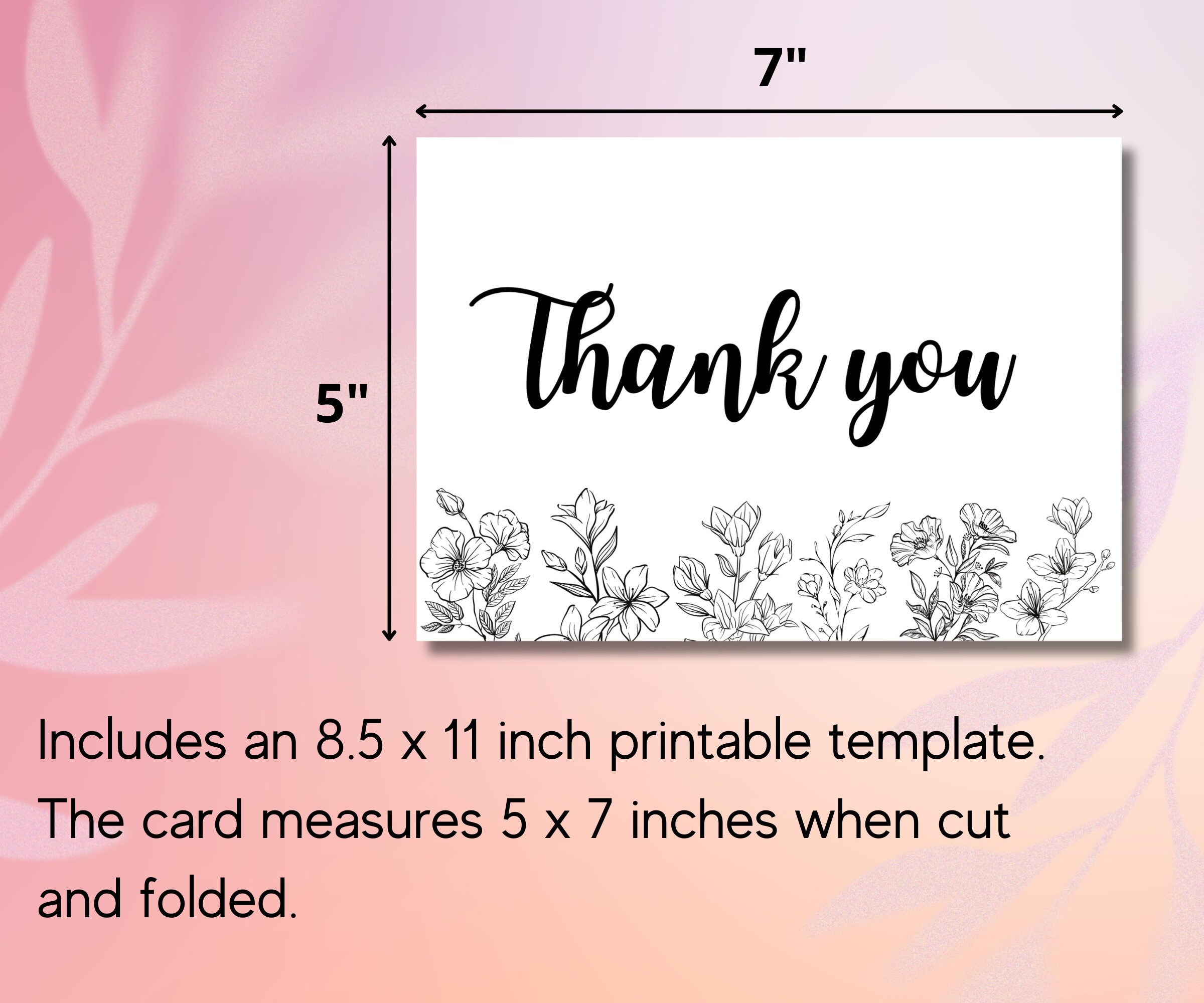 Printable Thankyou Card, Thank You Card - Etsy