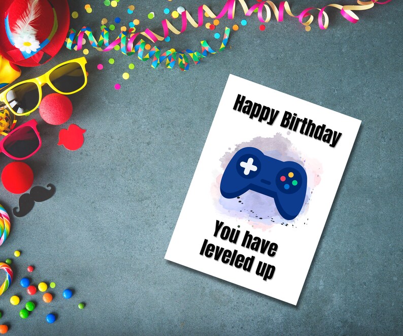Printable Gamer Birthday Card Downloadable Gaming Birthday Etsy
