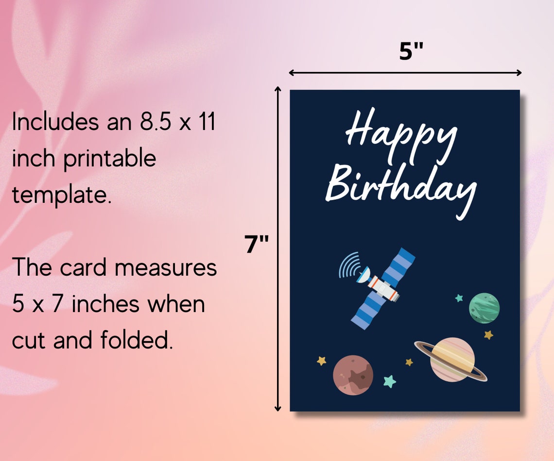 Printable Space Birthday Card, Downloadable Space Birthday Card, Cosmos Birthday Card, Download ...