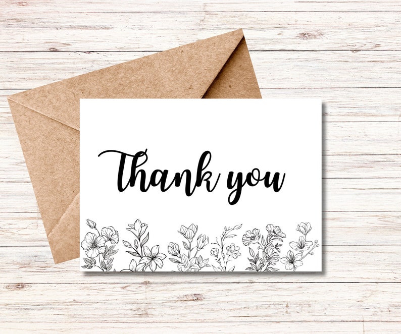 Printable Thankyou Card, Thank You Card - Etsy