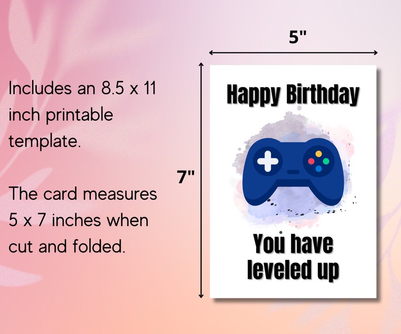 Printable Gamer Birthday Card Downloadable Gaming Birthday - Etsy