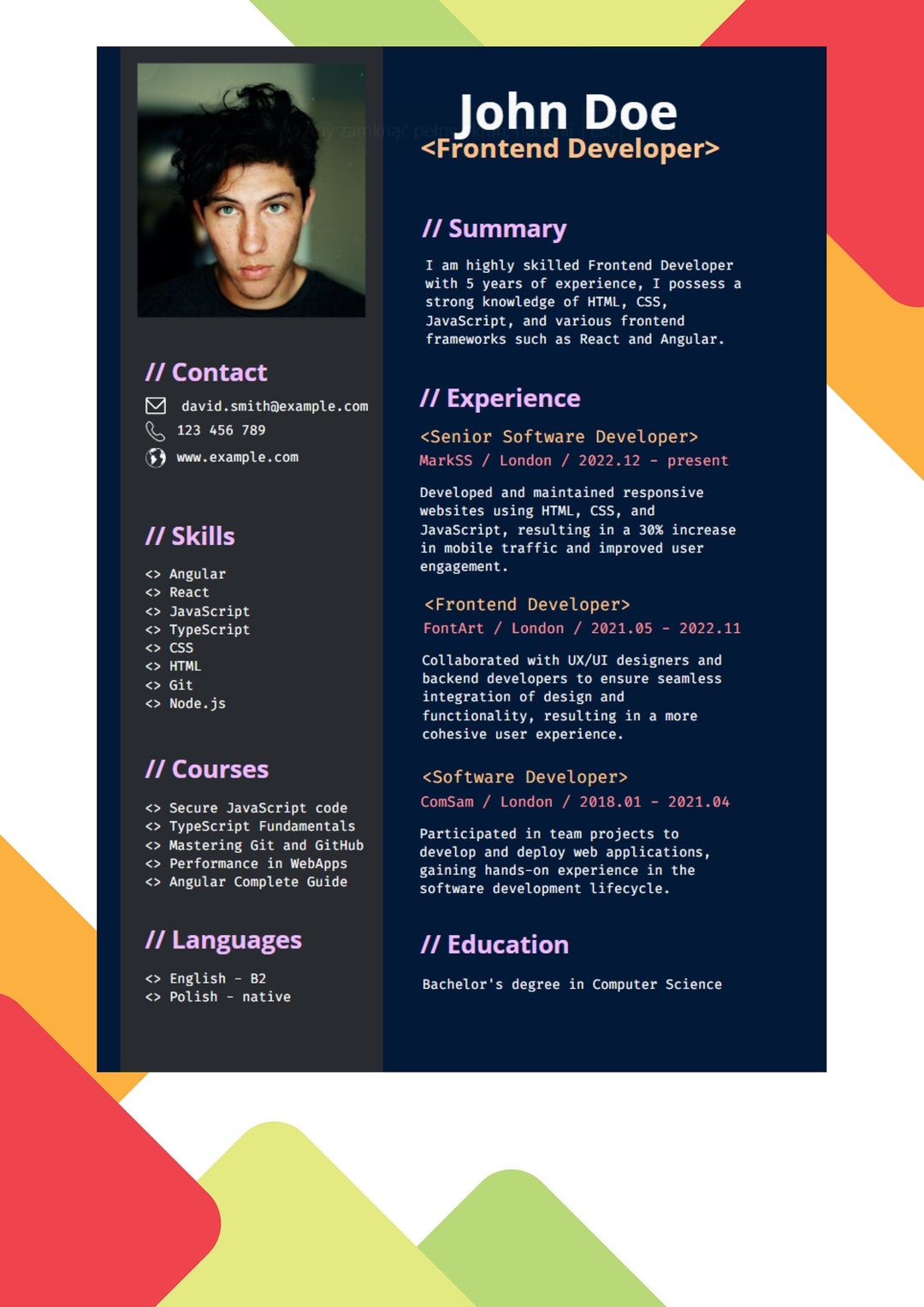 Printable Developer CV Template and Cover Letter - Etsy