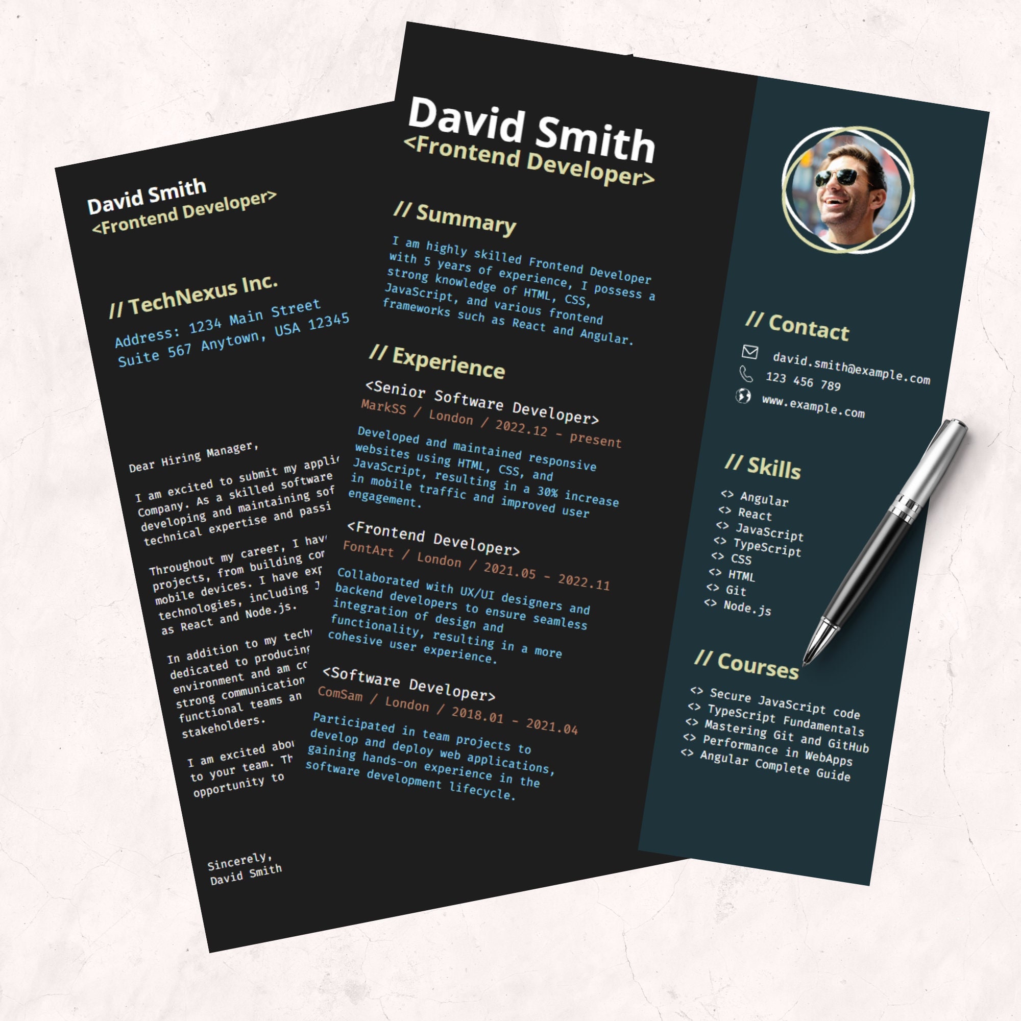 Printable Developer CV Template and Cover Letter - Etsy