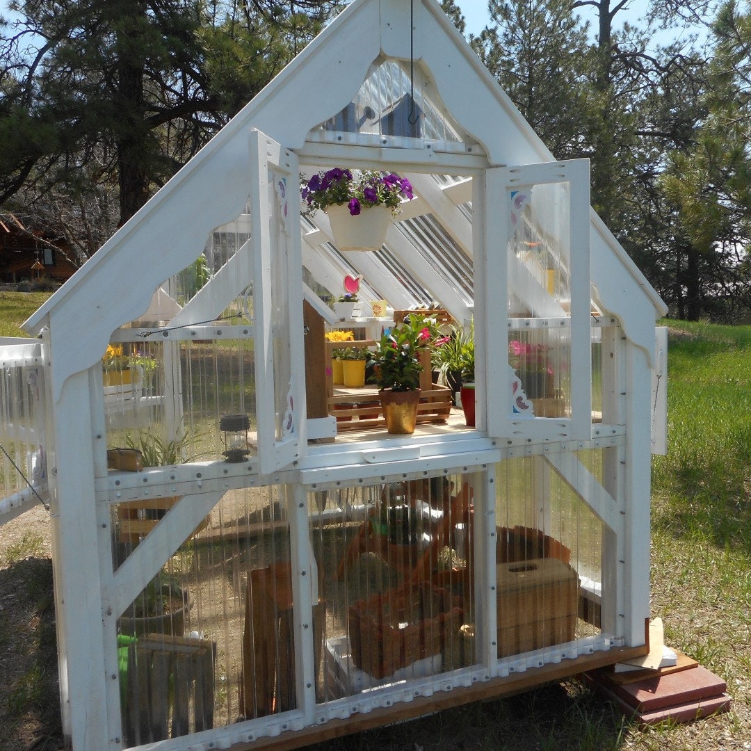 How to Build Your Own Greenhouse Plans - Victorian Style With Suncatchers -  Etsy, image size:1080x1080