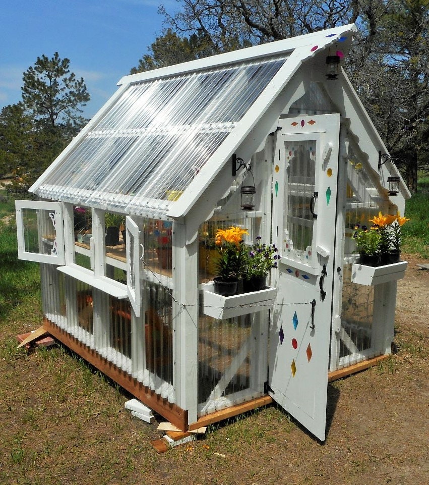 How to Build Your Own Greenhouse Plans - Victorian Style With Suncatchers -  Etsy, image size:851x961