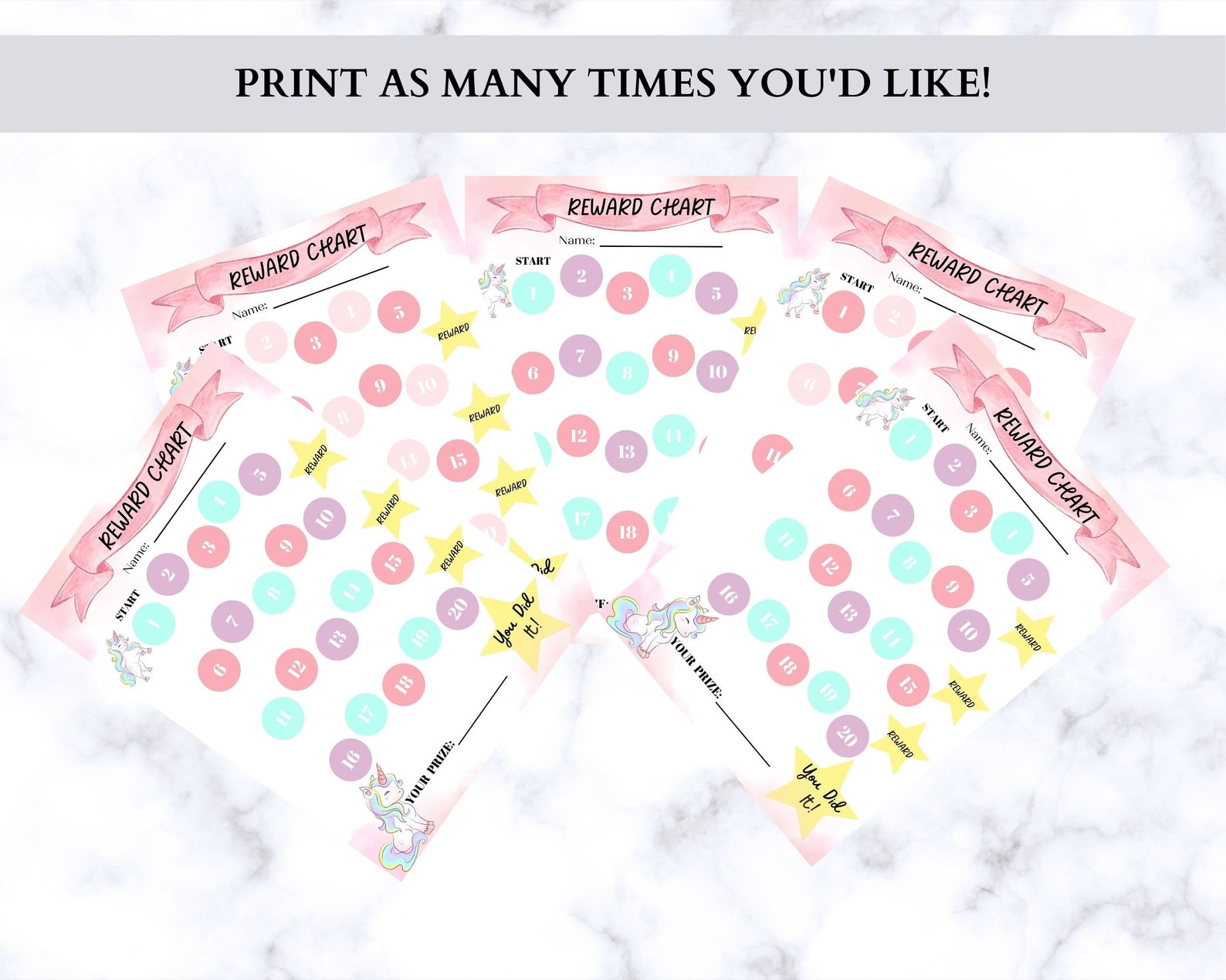 Unicorn Reward Chart | Printable Unicorn Behavior Chart | Daily Chore ...