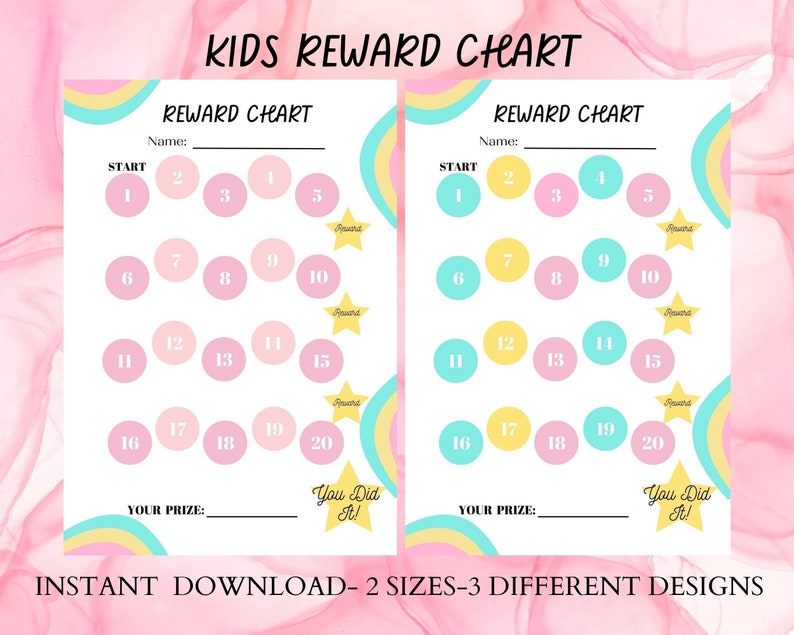 Rainbow Reward Chart for Kids: Printable Routine Tracker (digital ...
