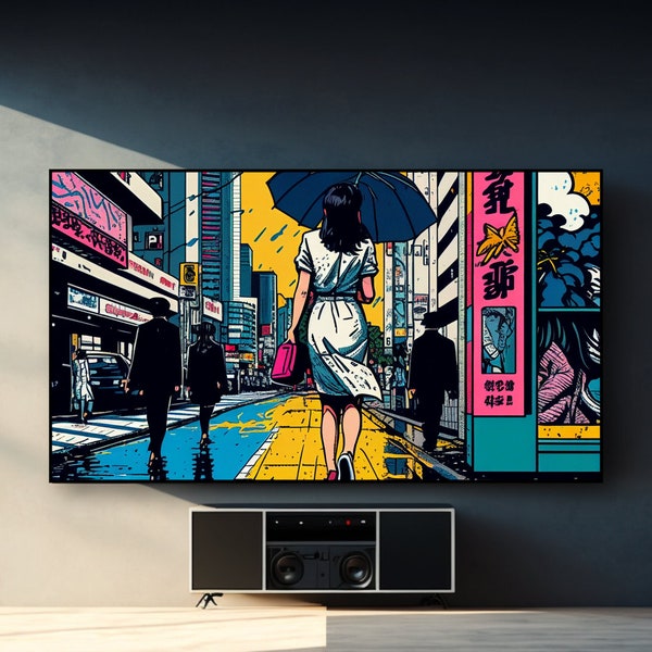 Art mural pour Samsung Frame TV Art art numérique 65 Tokyo Pop Art