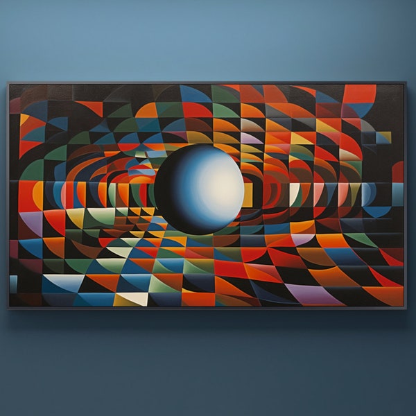 Oeuvre numérique Op-Art pour Samsung Frame TV Motifs géométriques Illusions d'optique Design numérique moderne Décoration murale colorée Oeuvre abstraite